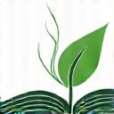 Abstrakt logo av en bok og et spirende blad